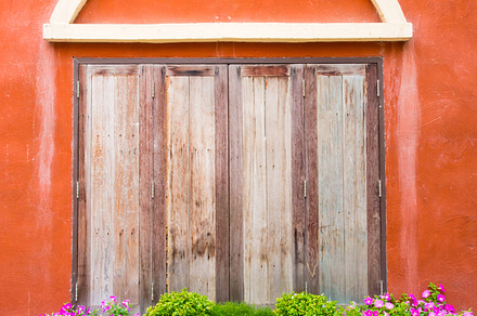 Wooden old window is close., an Architecture Photo by Namphon2u