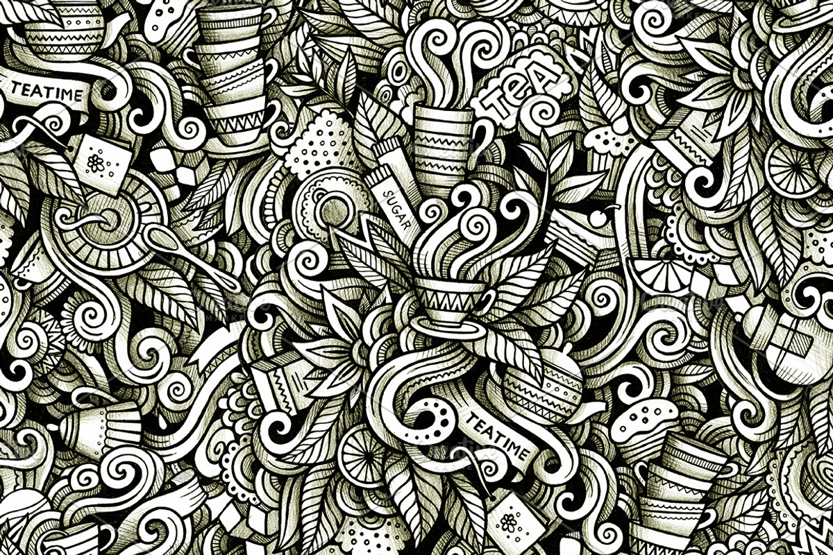 Tea Graphic Doodles Patterns, a Pattern Graphic by BALABOLKA (Photo 2 of 6)