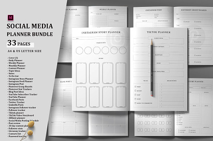 Editable social media planner bundle, a Stationery Template by Design Zone