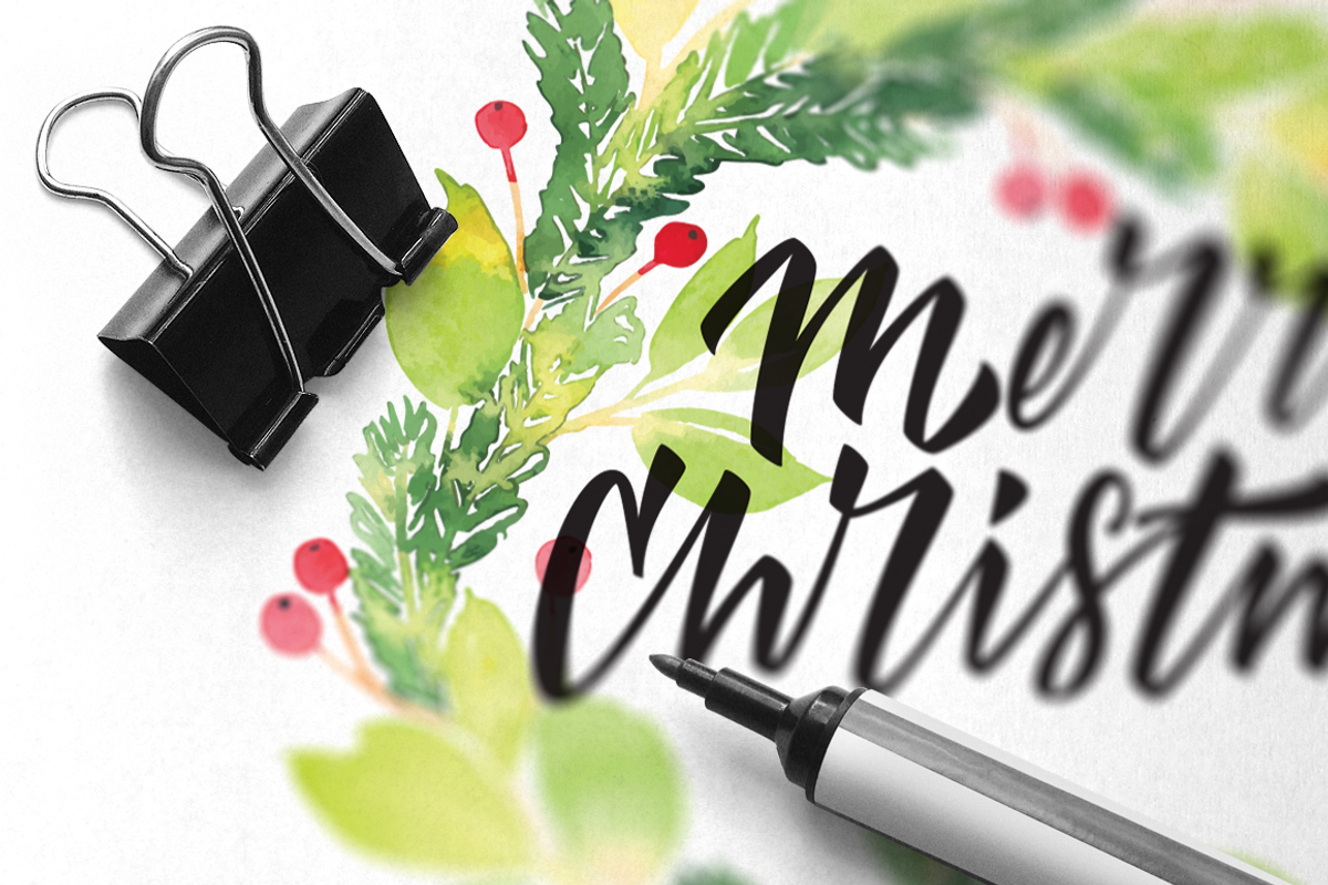 Watercolour Christmas Wreath Vector, a Card Template by Karma (Photo 1 of 5)