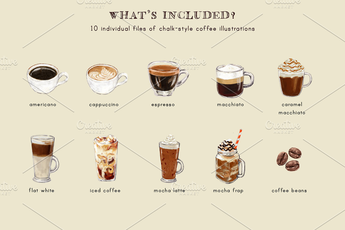 Coffee Drinks and Desserts Clip Art, a Food Illustration by Cynthia Arre (Photo 6 of 7)