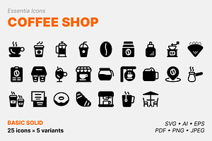 Coffee shop icons (Solid), a Solid Icon by Totto House