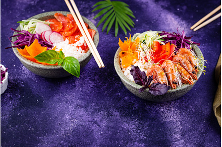 Hawaiian poke bowl with salmon and, a Food & Drink Photo by Yulia Furman