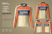 T-Shirt V-Neck Long Sleeve Mockup, a Shirt Mockup by Nanggroe Scripting (Thumbnail 1 of 7)