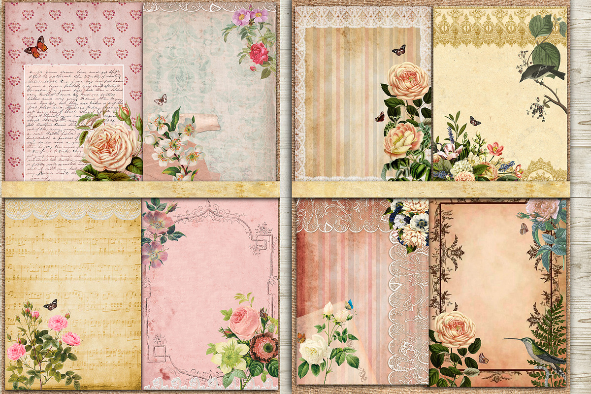 Junk Journal Kit, Vintage Roses, an Illustration by NastiaDesignsPrints (Photo 2 of 4)