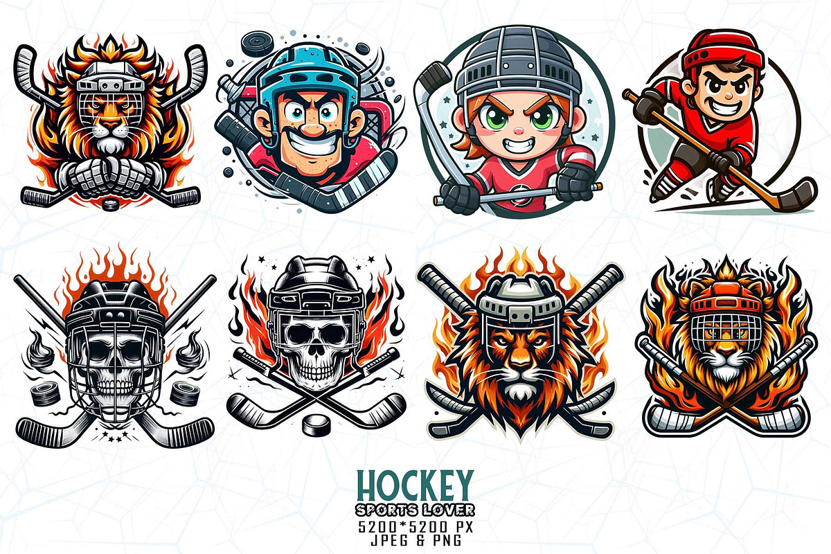 100 Retro Vintage Hockey Skull PNG, an Illustration by Sofia's Fashion (Photo 7 of 11)