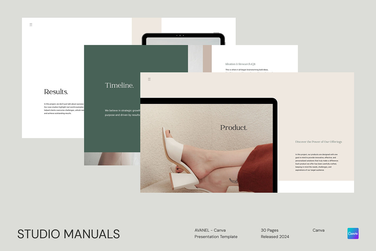 AVANEL – Canva Presentation Template, a Social Media Template by Studio Manuals (Photo 1 of 8)