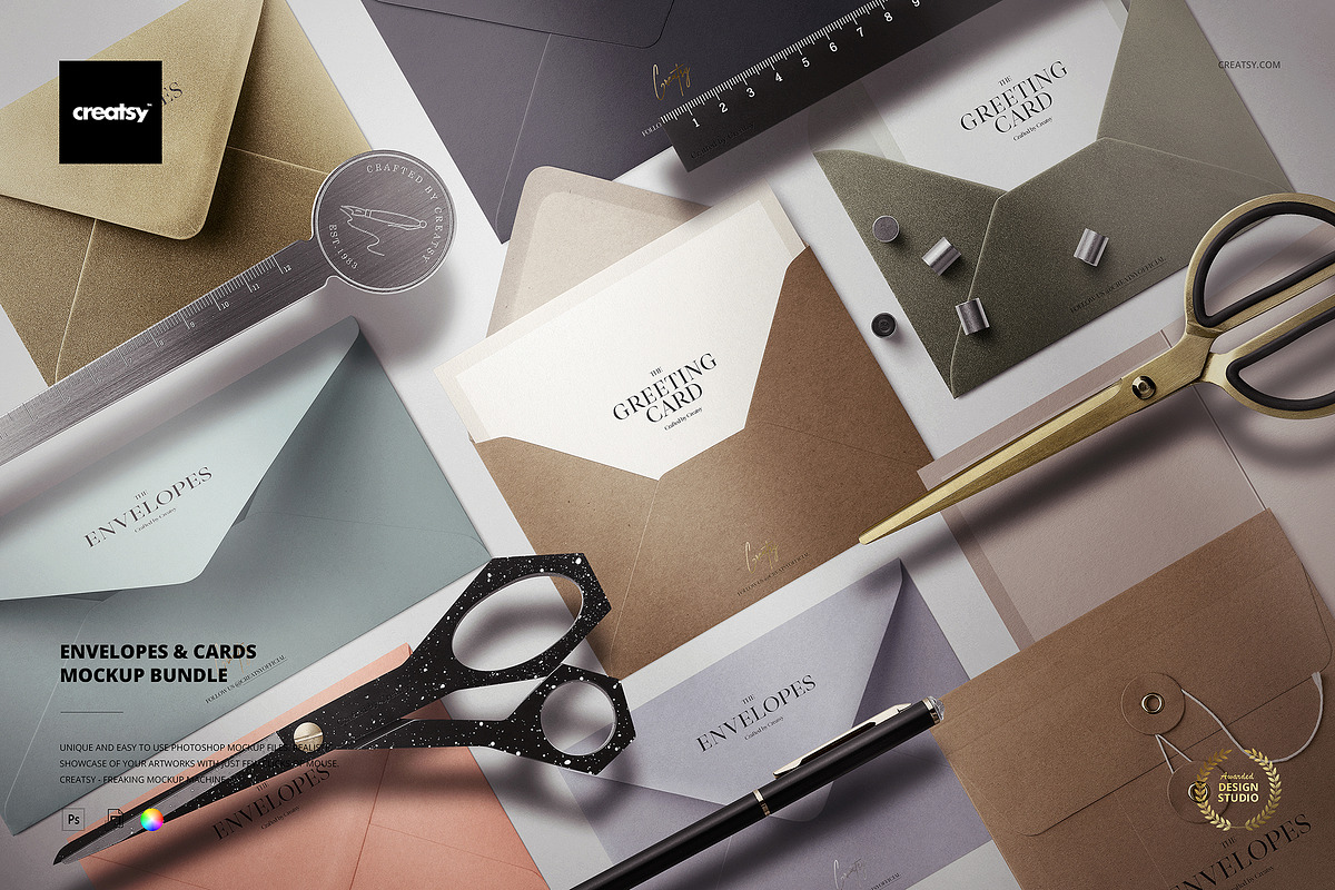 Envelopes & Cards Mockup Bundle, a Stationery Template by creatsy5 (Photo 1 of 18)