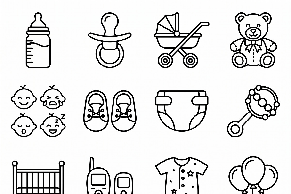 40 Vector Baby Kids Outline Icons, an Outline Icon by adenpinkstore (Photo 1 of 11)
