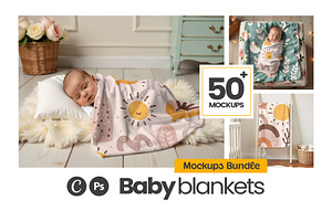 50+ Baby Blanket Mockups Bundle V2.0