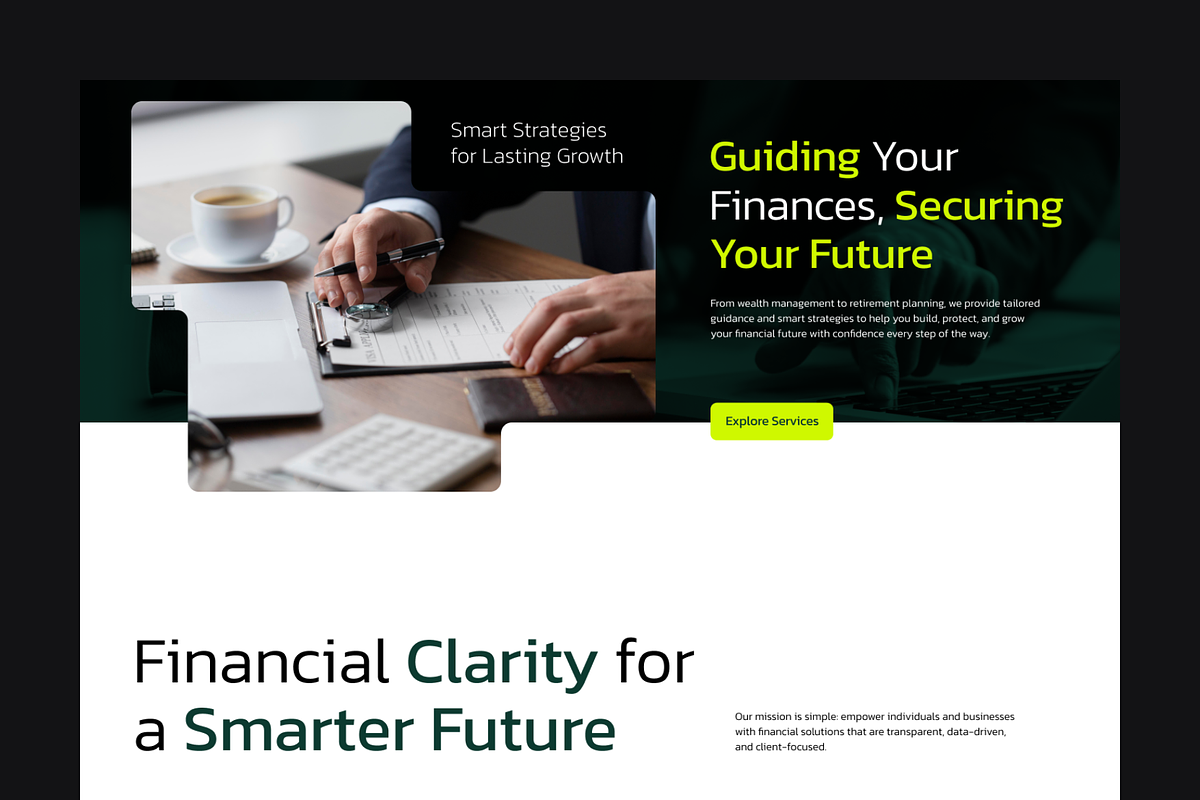 Figma Finance Landing Page Template, a Landing Page Template by Musara (Photo 2 of 6)