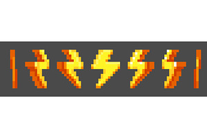 Yellow pixel lightning icon for, an Illustration by art PVP - market