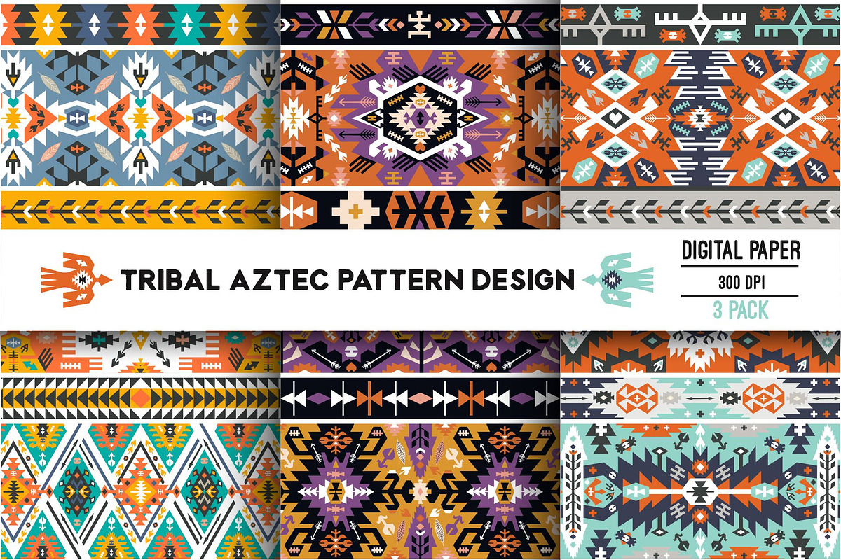 3 Geometric Boho Aztec Patterns, a Pattern Graphic by tomuato (Photo 1 of 4)