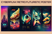 Cyberpunk retro futuristic poster, a Print Template by ZinetroN (Thumbnail 3 of 10)