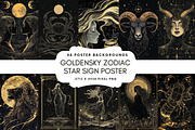 GoldenSky Zodiac Star Sign Posters, a Background Graphic by NadiaTheronArt (Thumbnail 1 of 5)