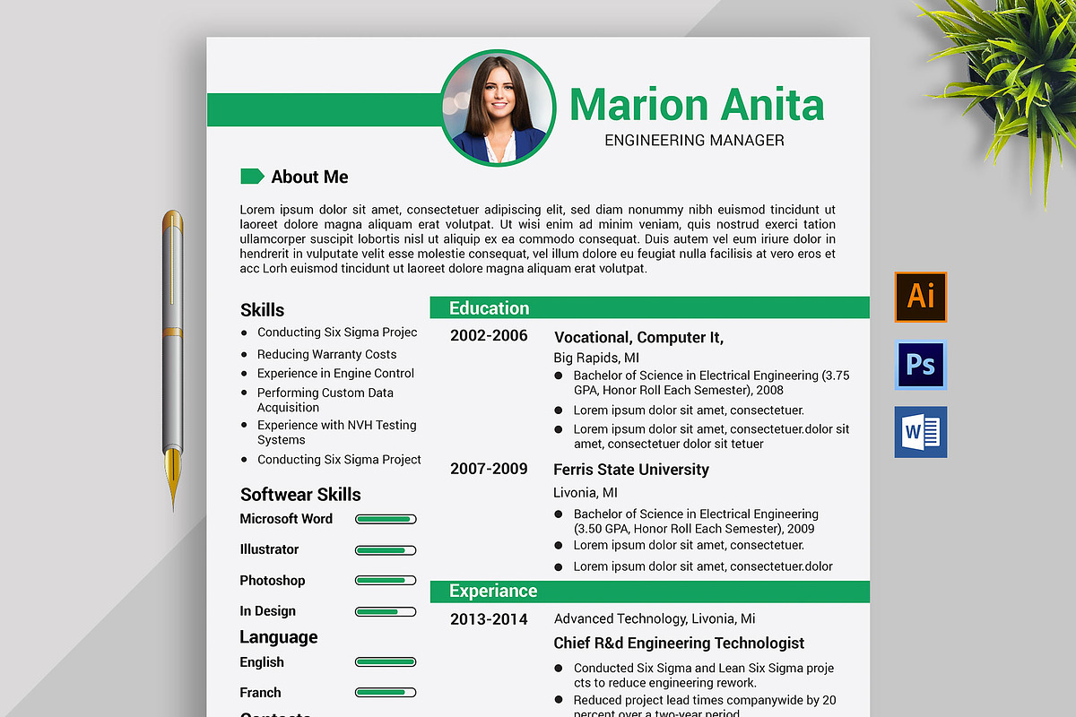 Professional Resume / CV Template, a Resume Template by designvillage (Photo 1 of 11)