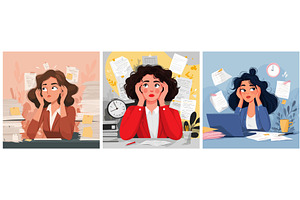 deadline background cartoon set, a Person Illustration by Stock-Smart-Start