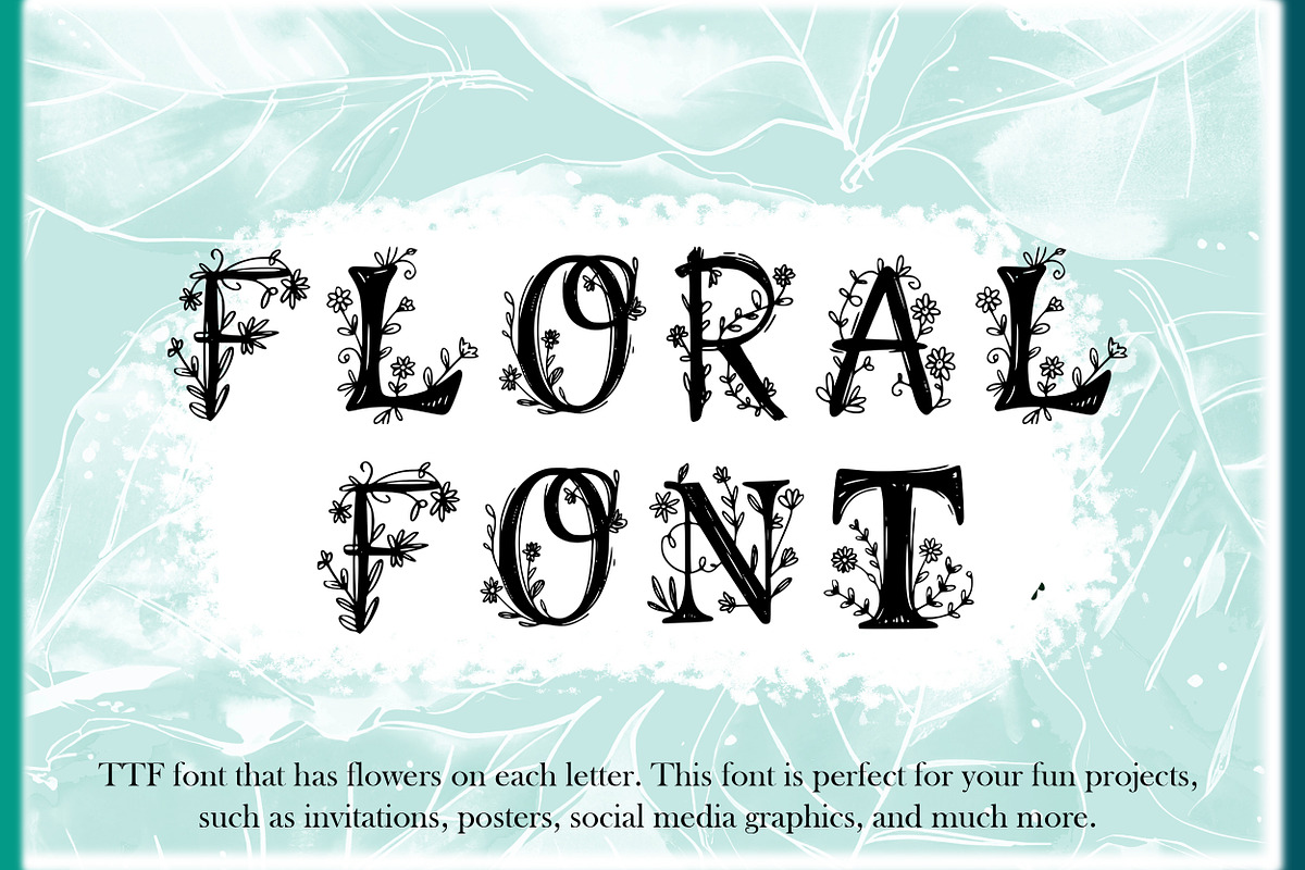 Floral decorative TTF font, a Font by SketchArtStudio (Photo 1 of 6)