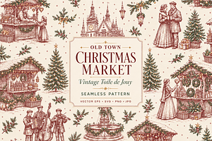 Vintage Christmas Toile Pattern