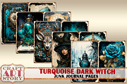 Turquoise dark witch Junk Journal, a Person Illustration by CraftArtStory (Thumbnail 4 of 6)