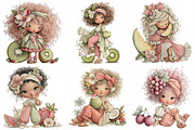 Whimsical Summer Fruit Girls Clipart, an Illustration by Daily.Designs (Thumbnail 6 of 8)