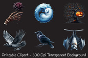 Halloween Black and White Watercolor, an Illustration by RobertsArt (Thumbnail 7 of 7)