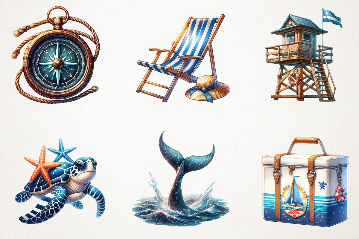 Nautical Summer Clipart, an Illustration by RobertsArt (Photo 5 of 7)