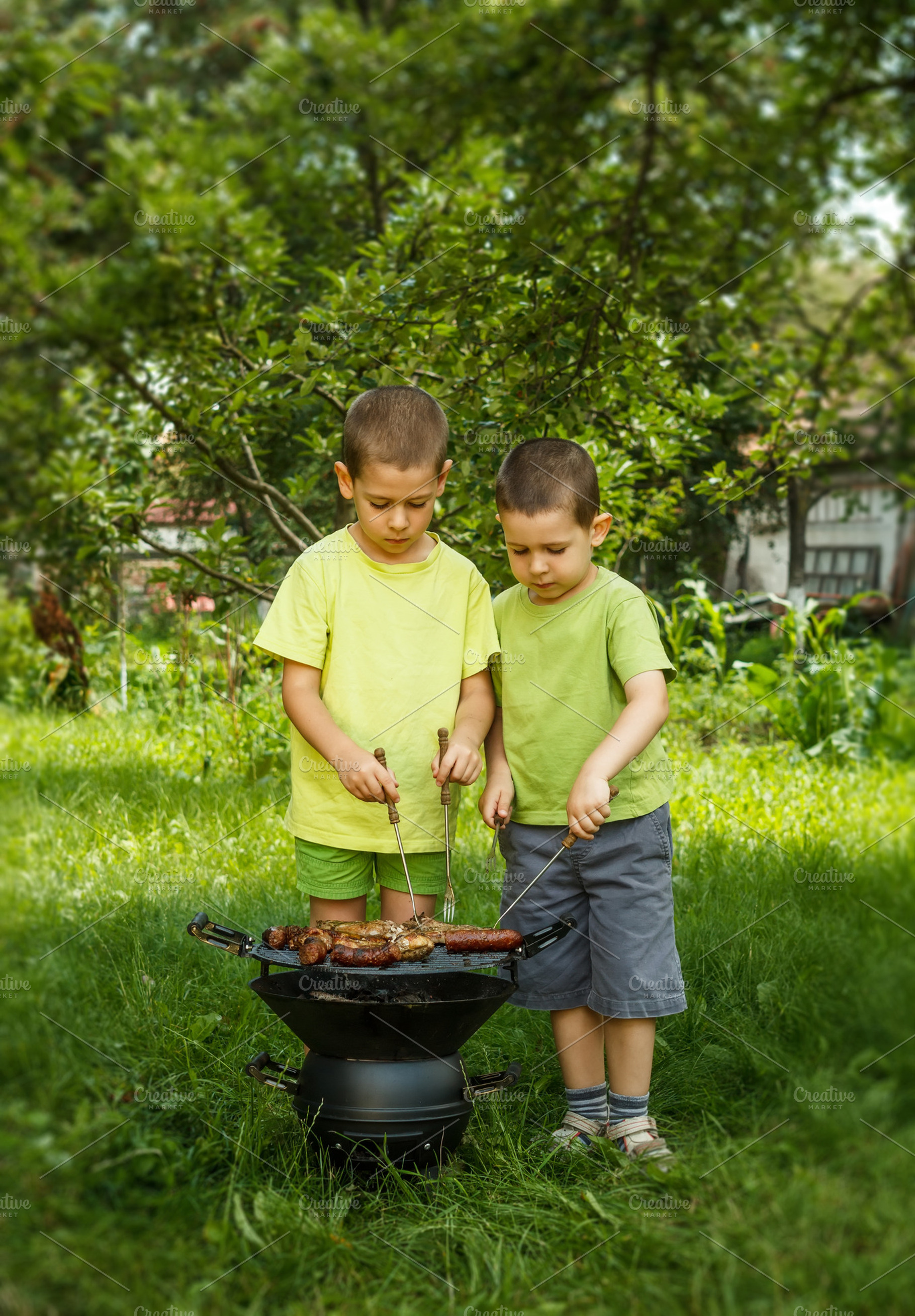Barbecue party stock photo containing bbq and garden