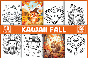 Kawaii Fall Coloring Book for Kids, a Seasonal Illustration by Design Station