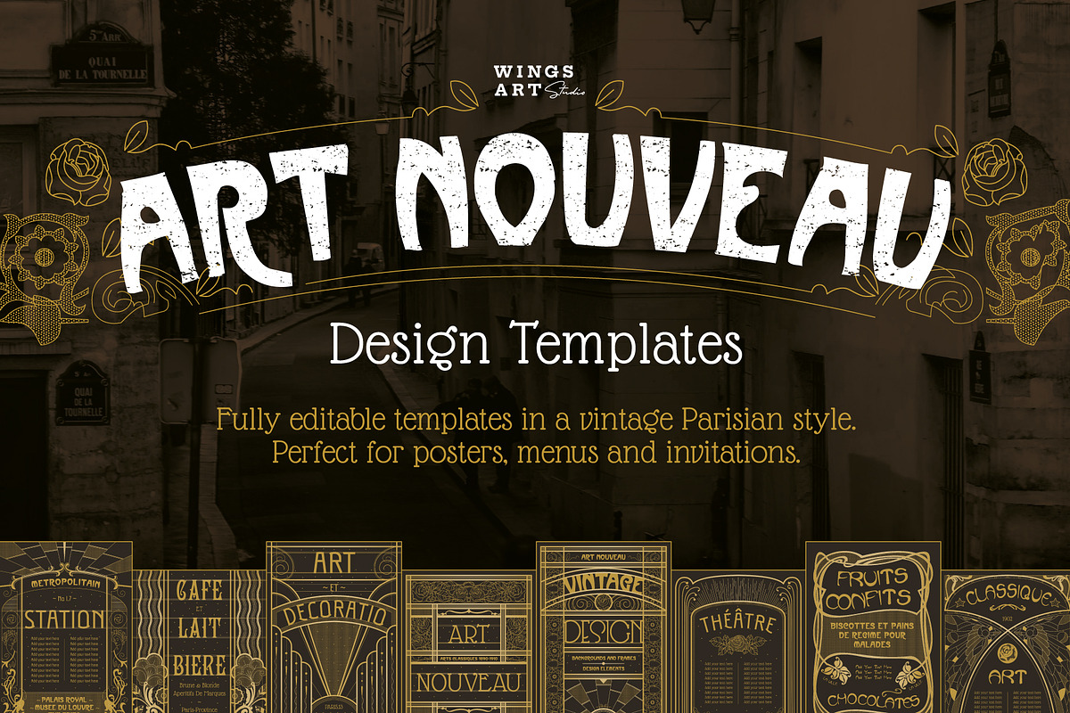 Art Nouveau Backgrounds and Frames, a Decorative Illustration by Wingsart Studio (Photo 1 of 8)