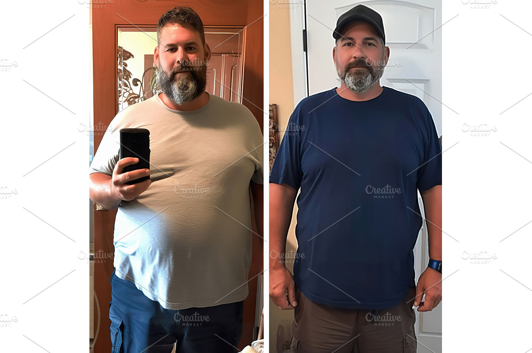 Side by side comparison of man, a Person Photo by Lermont51