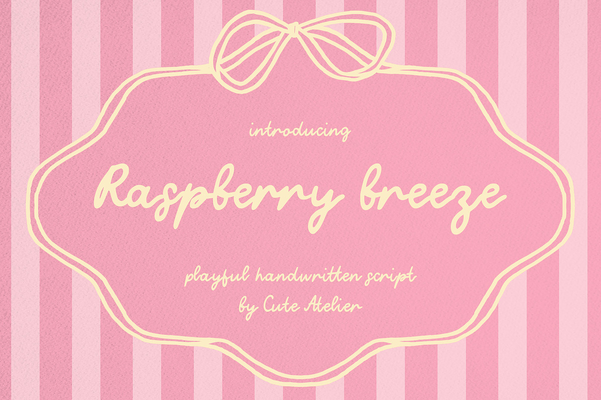 Raspberry beeze - handwritten font, a Handwritten Font by Cute Atelier (Photo 1 of 7)