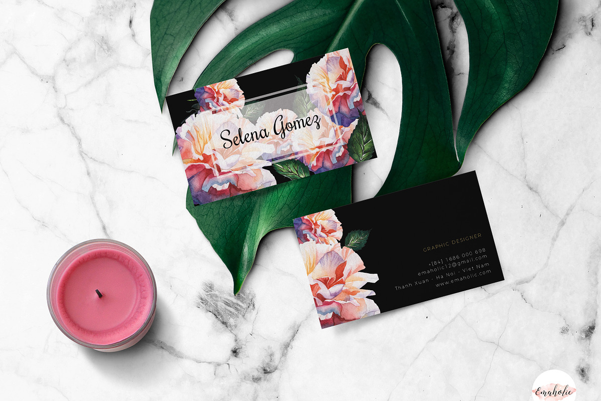 Floral Business Card Template, a Resume Template by Emaholic Template (Photo 4 of 5)
