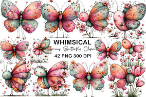 Whimsical Spring Butterfly Clipart, an Illustration by CraftArtStudio