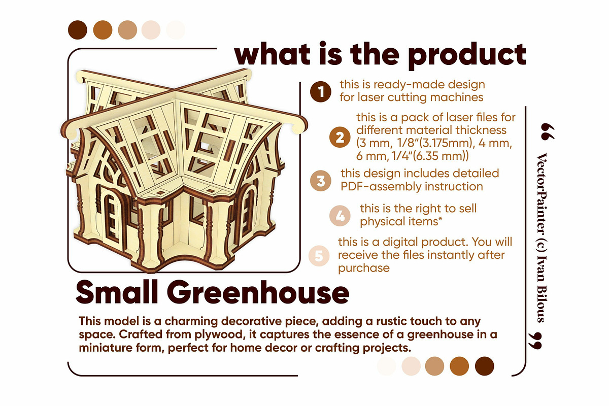 Small 3d Greenhouse - Laser Cut File, an Object Graphic by VectorPainter (Photo 9 of 14)