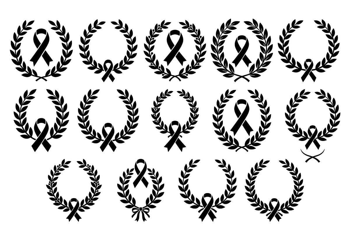 Black Ribbon Laurel Wreath, a Decorative Illustration by balal (Photo 1 of 15)