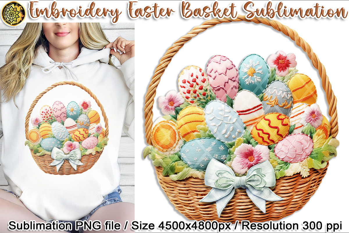 Embroidery Easter Basket Sublimation, an Object Graphic by V Design Creator (Photo 1 of 8)