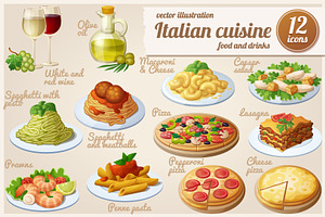 Italian food: Cartoon vector icons