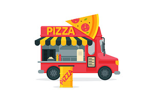 Pizza Food Truck, Street Meal Van, a Food Illustration by TopVectors
