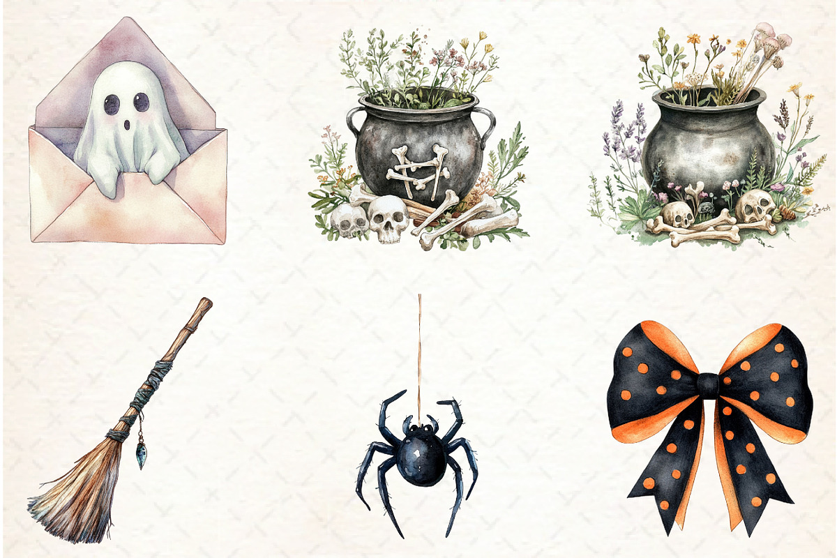 Vintage Creepy Halloween Clipart, an Illustration by Libby Wishes (Photo 5 of 7)