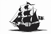Pirate Ship Silhouette Bundle, an Illustration by jahid234 (Thumbnail 5 of 9)