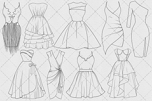 Procreate Fashion Dresses Stamp