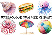 Watercolor Summer Clipart, an Illustration by OK Design (Thumbnail 2 of 6)