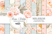 FLORAL DIGITAL PAPER PACK, a Pattern Graphic by rusticmelody (Thumbnail 1 of 2)