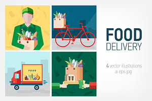 Set on delivery food, a Food Illustration by Good Studio