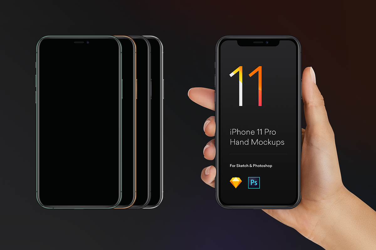 Hand Mockups iPhone 11, S10, Pixel 4, an iPhone Mockup by Pierre Borodin (Photo 2 of 8)