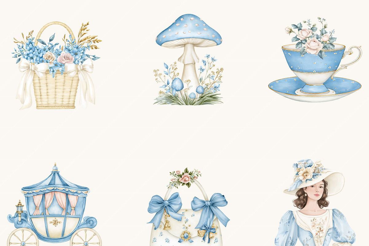 Watercolor Blue Elegant Clipart, an Object Illustration by BusyDaydesign (Photo 4 of 9)