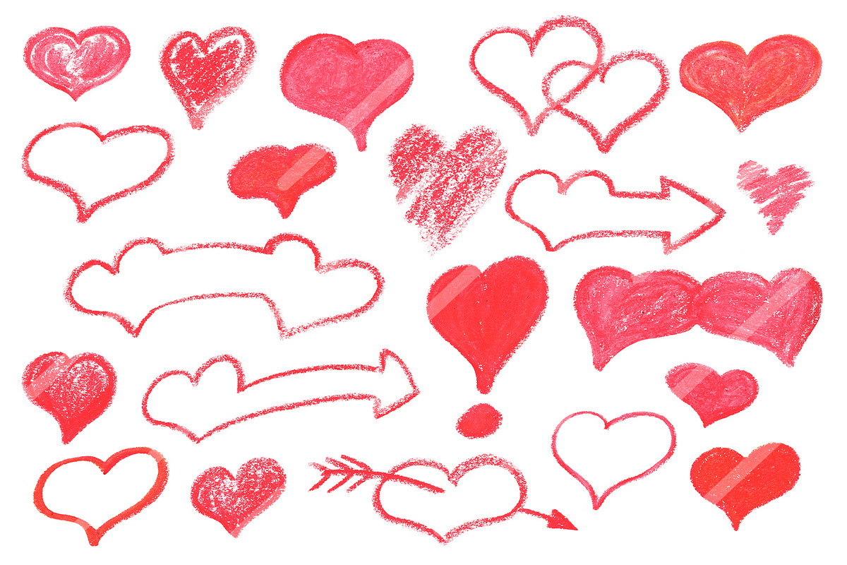 Red Hearts Textured Chalk Clipart, a Texture Illustration by RabbitAndPencil (Photo 2 of 3)