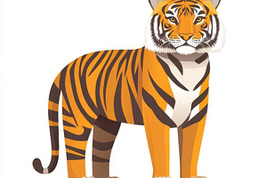 Majestic Tiger Standing Proudly Oran, an Animal Photo by Pixeness Studio