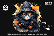 Halloween Cat Witch Clipart Bundle, a Seasonal Illustration by Creative Arslan (Thumbnail 7 of 9)